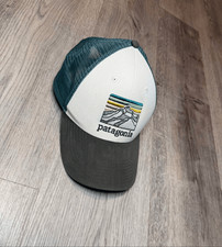 Patagonia Blue Trucker Hat Mesh Back Snapback Mountain Embroidered Logo Cap