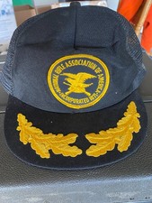 Vtg NRA Hat Snap Back Trucker Mesh Black Gold Leaf Eagle Rifle Logo Made In USA