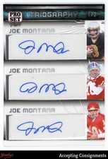 2023 Pro Set Pure Triography Clear Silver #T9 Joe Montana TRIPLE AUTO 1/2