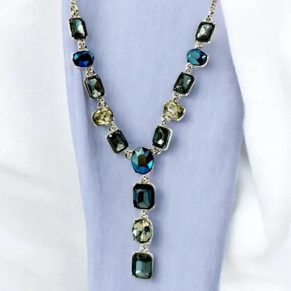 Givenchy Elegant Emerald Shape Multi Stone Y Necklace. Retail $78 - Image 3 of 4