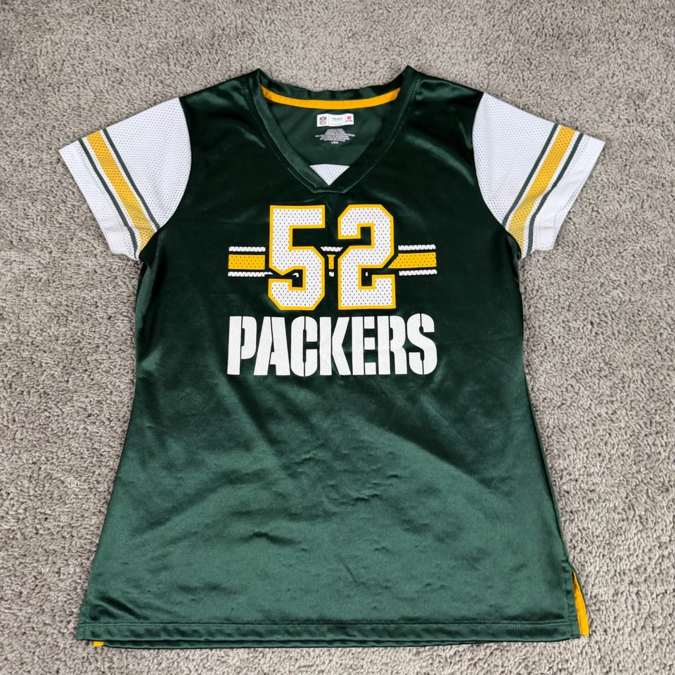 Футболка женская Green Bay Packers большая зеленая белая глина Matthews No52 футбол - Изображение 2 из 4