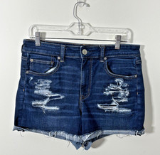 American Eagle Women's Size 12 High Rise Jean Shorts Next Level Stretch Ripped