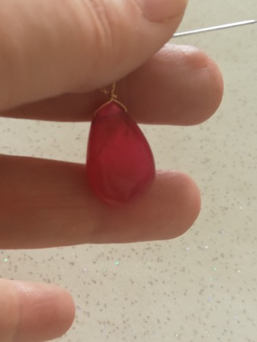 Natural Red Ruby teardrop pear solid 9ct yellow gold Necklace pendant - Picture 4 of 6