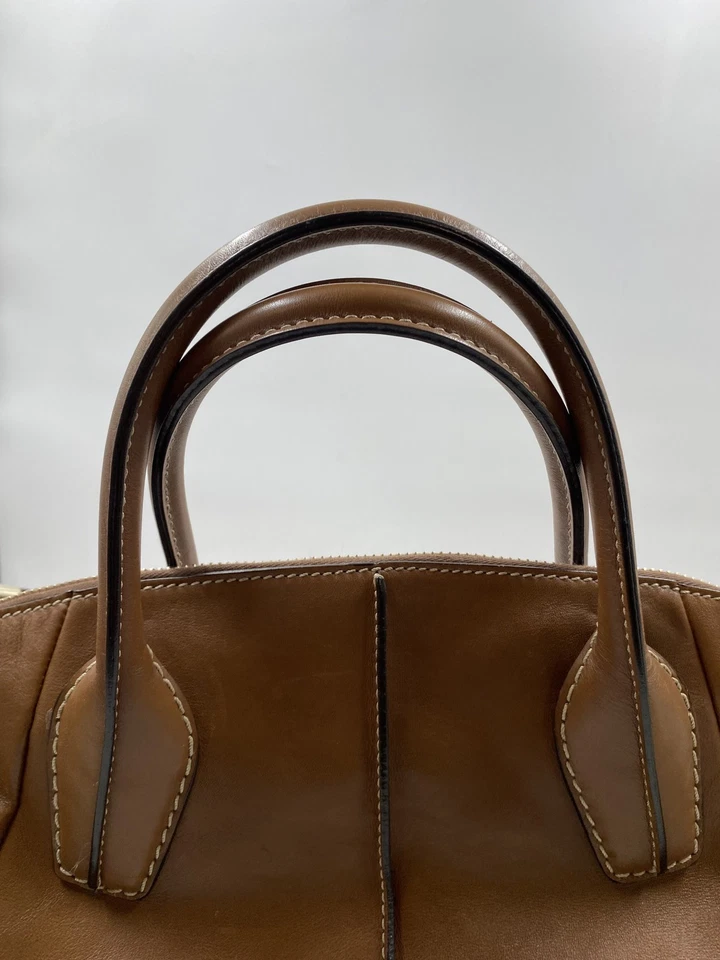 Современная коричневая кожаная сумка с верхней ручкой - Изображение 4 из 4