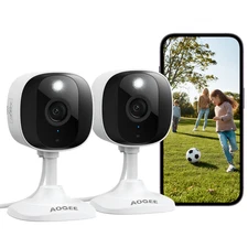 2 Pack AOQEE 3MP Out/Indoor WiFi Security Camera Smart Home Color Night Vision