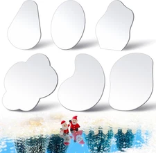 6 Pcs Curved Christmas Village Mirror Lakes-Mixed Size Christmas Villages Mirror