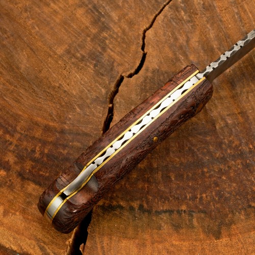 EXQUISITE, CUSTOM MADE HAND FORGED DAMASCUS FOLDING POCKET KNIFE BACK LOCK 0-200 - Picture 5 of 8