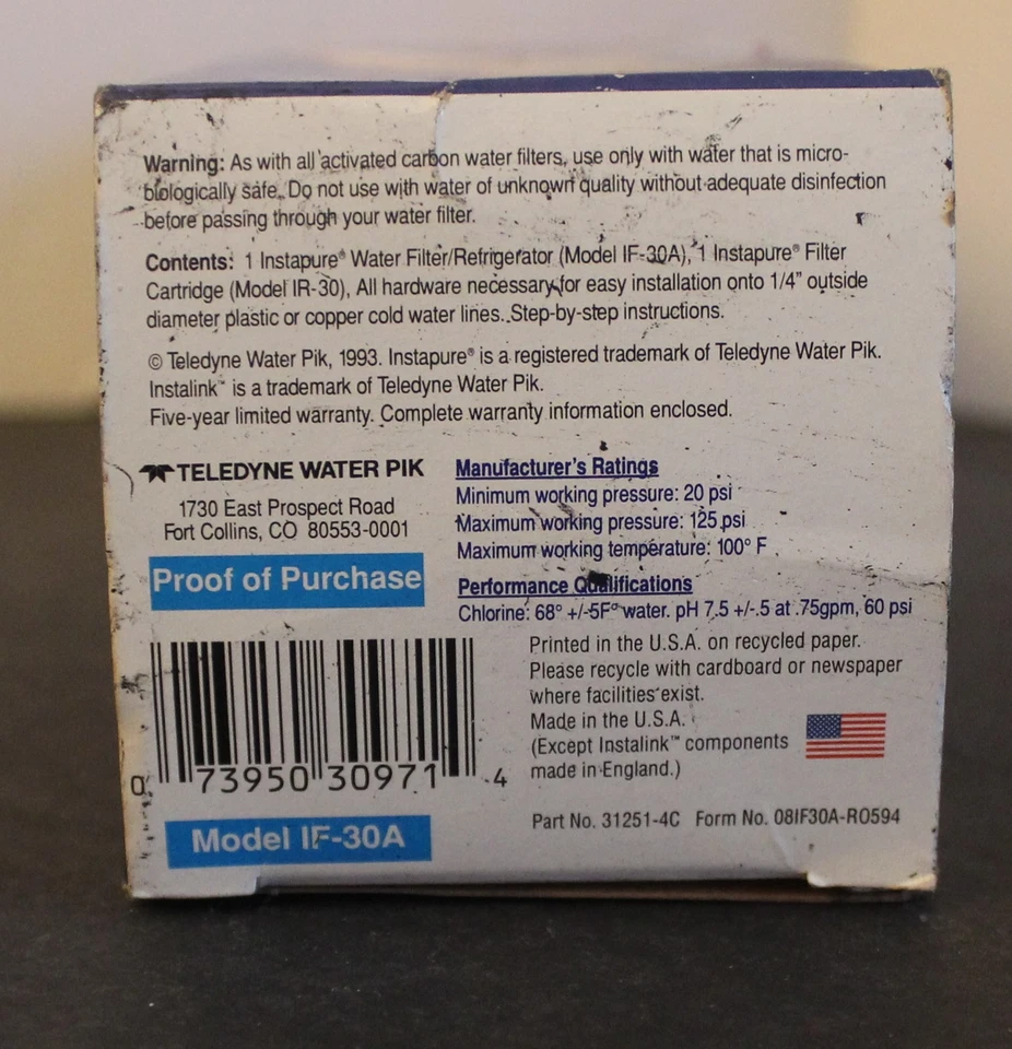 Teledyne Water Pik Instapure Wholehouse Water Filter IF-30A - Image 2 of 3