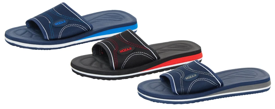 Mens Slip On Sports Sliders Boys Summer Flip Flops Sandals Beach Shower Shoes - Image 1 of 1
