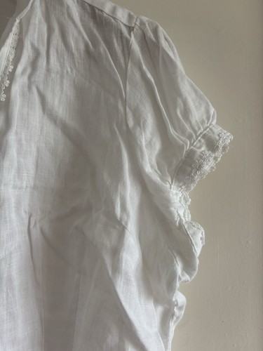 Next White 100% Linen Blouse Top 14-16 embroidered Boho Simple Summer - Picture 5 of 7