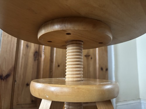 Solid Beech Adjustable Artist/Potters Stool - Retro/Vintage/etc - Picture 4 of 5