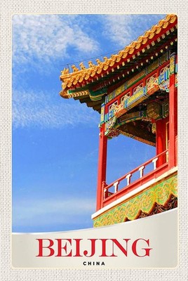 Holzschild 18x12 cm Beijing China Haus bunt traditionell Bildmotiv Reisemotiv Ab