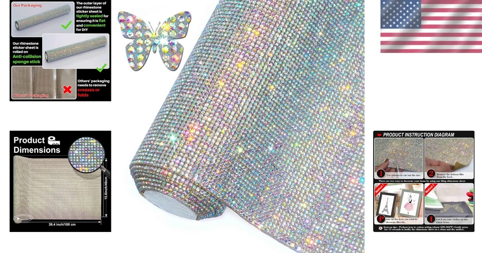 81000-Pc Self-Adhesive Rhinestone Sheet - Crystal AB Glam for Car & Crafts - Image 2 of 4