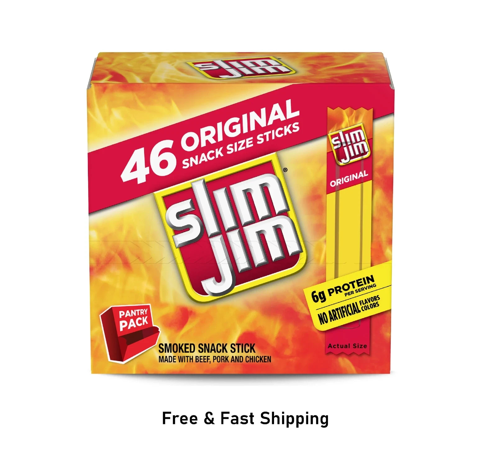 Slim Jim Smoked Snack Sticks with Beef, Pork & Chicken - Pack of 46