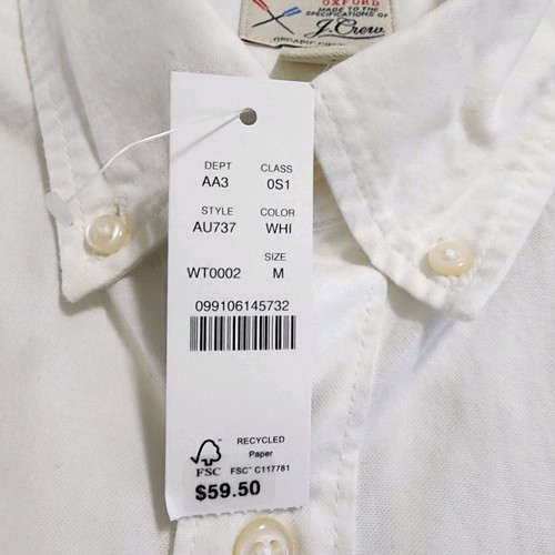 J. Crew Men M White Broken-In Oxford Cotton Button Down Dress Shirt Slim Fit NWT - Picture 5 of 8