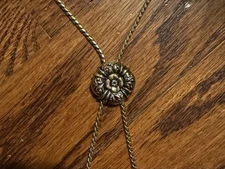 Vintage Antique Carl Art 12K Gold GF Flower Lariat Slide Steampunk Bolo Tie Neck