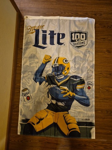 Miller Lite Green Bay Packers 100 Seasons Banner Flag 48x30 Beer NFL Promo 2018