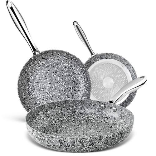 Frying Pans Set with 100% APEO & PFOA-Free Stone Non Stick Coating, Granite S...
