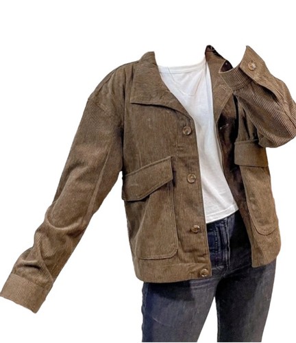 Avec Les Filles Brown Corduroy Jacket Shacket Button Up Size Medium - Bild 1 von 13