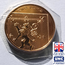 (BRILLIANT UNC) BRITISH 2015 ELIZABETH II TWO PENCE 2p  4th PORTRAIT  coin
