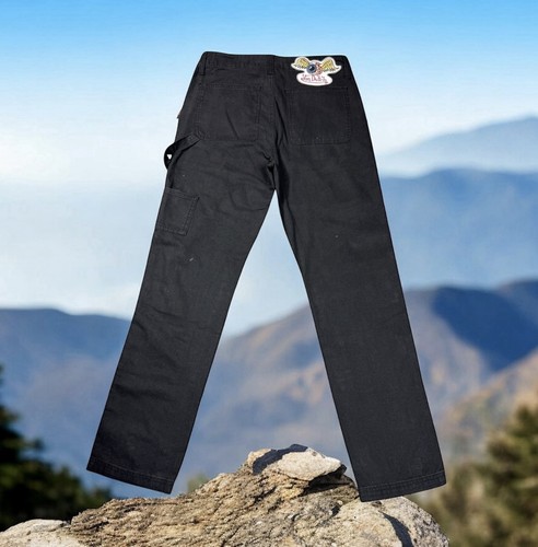 Von Dutch Jeans Mens Sz 38x30 Double Knee Patch Graphic 100% Cotton Black Denim - Picture 7 of 20