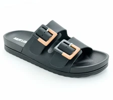 MUK LUKS Women's Sz 8 Adjustable Slide Sandals Black A690913