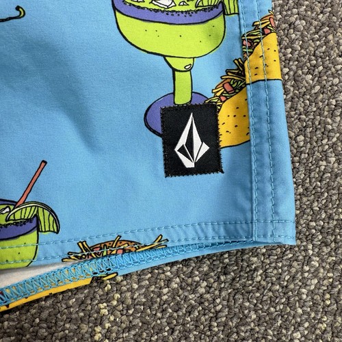 Volcom Board Shorts Mens Medium Swim Trunks Blue Taco Margarita Summer Fun Beach - Picture 5 of 23