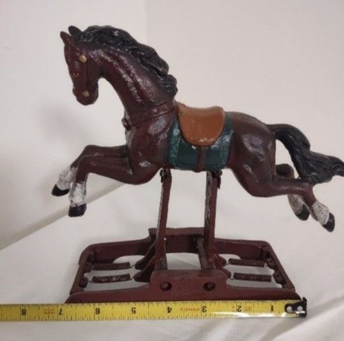 Mid Century Cast Iron Rocking Horse;Vintage Cast Iron Rocking Horse Brown . - Picture 7 of 8