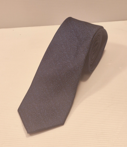 YD Slim Dark Blue Necktie – Polyester Business Formal Tie – Classic Men's Access - Picture 1 of 5