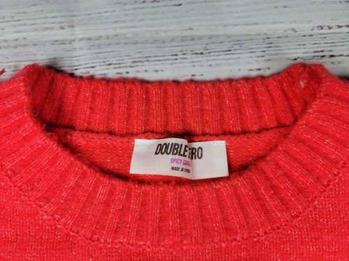 Suéter Pullover Doble Cero Naranja Brillante/Rojo Manga Larga, Talla Picante Pequeña - Imagen 3 de 5