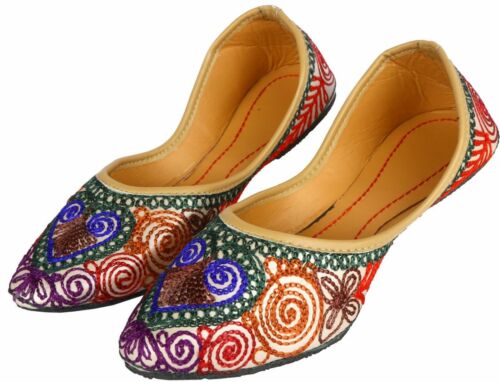 US 4.5 To 7 Ballet Flat Women Shoes Boho Embroidered Jutti Mojari Sandal Khussa