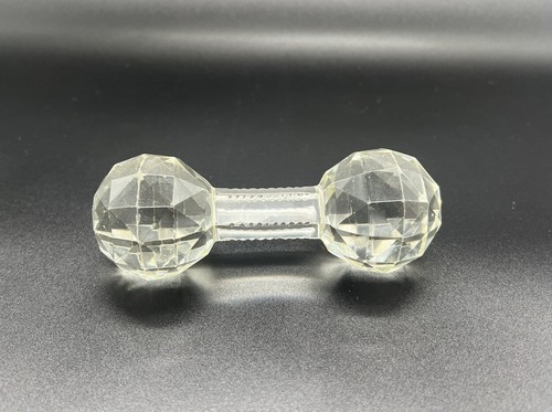 Vintage Glass Dumbbell Elegant Faceted Knife Stand Rest Paperweight - Picture 3 of 17