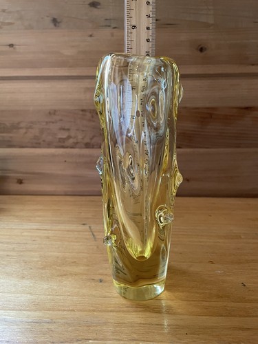 Jan Beranek Czech Art Glass Vase 1959 Skrdlovice 8” 5988 Yellow Master Modernist - Picture 11 of 11