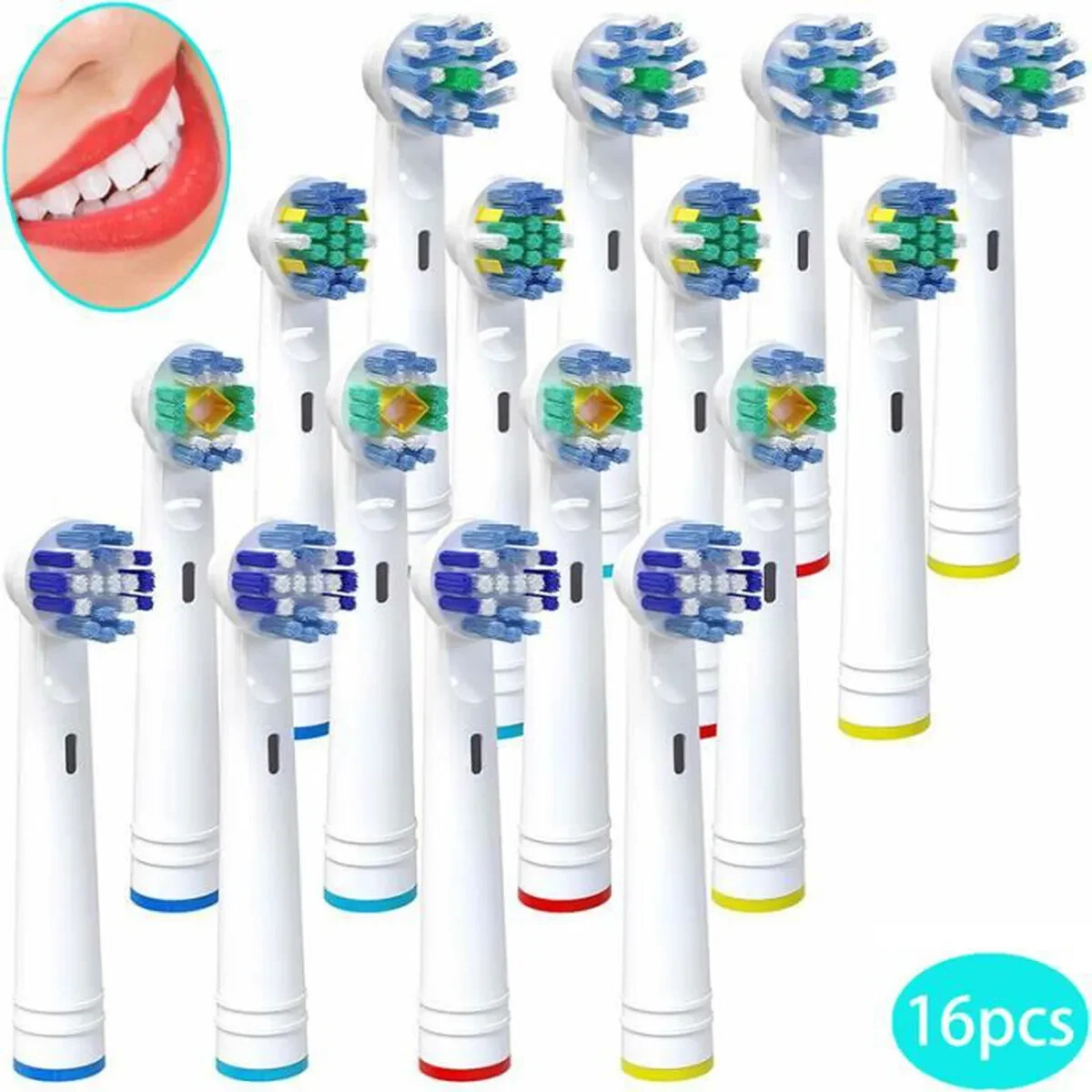 Brossette de rechange pour hygiène dentaire quotidienne pack de 16 pièces
