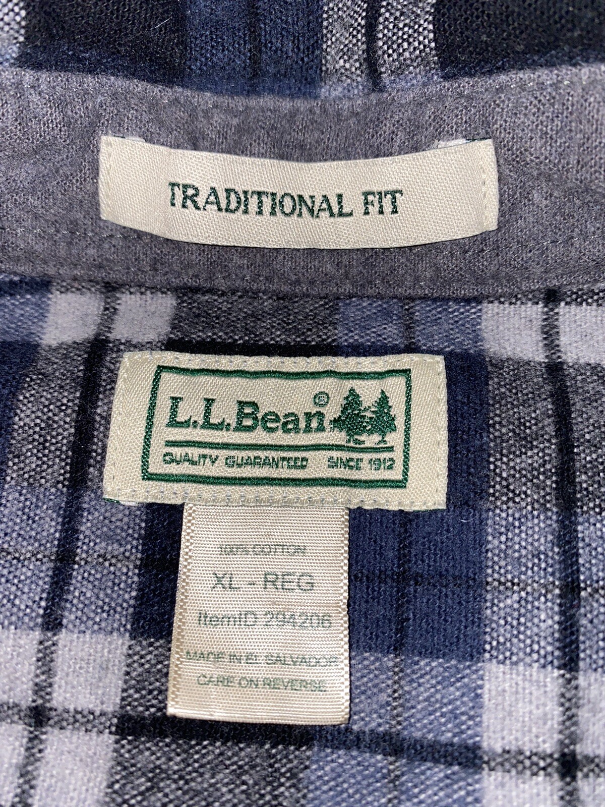 LL Bean  Pullover Cotton  4 Button Plaid Shirt Pl… - image 4