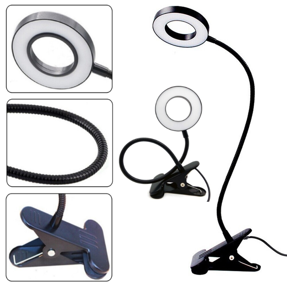 Flexible Desk Lamp Clip Light,10 Dimmable Brightness,Night Reading Light,Clamp