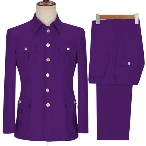 Fashion Men's Zhongshan Collar Suits Two-piece Blazers Jacket+pants Tang Suits - Picture 40 of 42