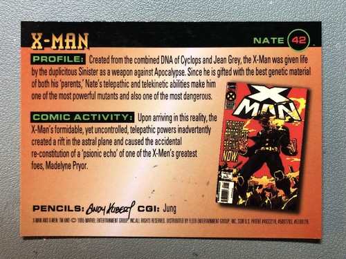 1995 FLEER ULTRA X-MEN X-MAN #42 (NM/M) CARD is AUTOGRAPHED by ANDY KUBERT * - Picture 2 of 5