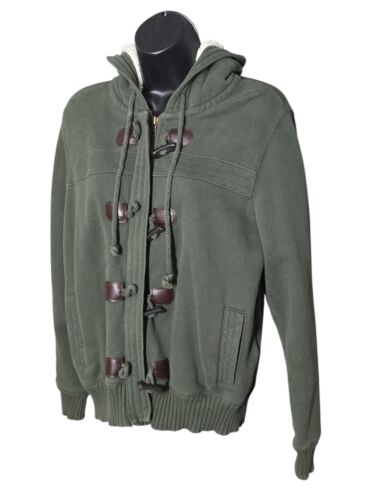 Chaqueta Abrigo Mujer Antiguo Azul Marino Cremallera Verde Oliva Peg Lazo Botones Talla L - Imagen 4 de 6