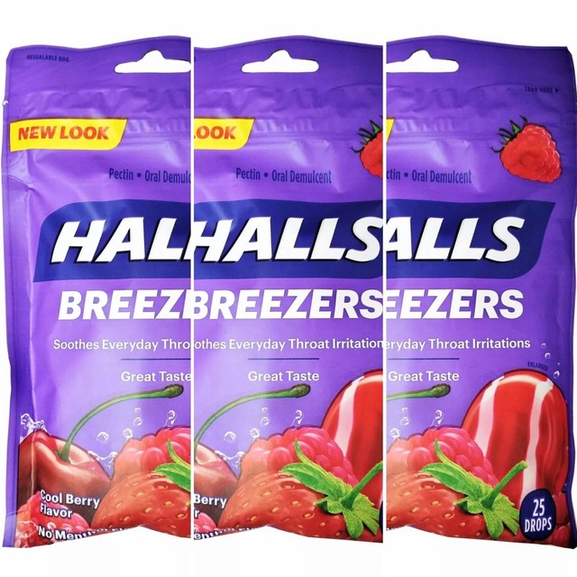 3X Halls Cough Drops Breezers Cool Berry 25Ct FEB2022 3 packs eBay