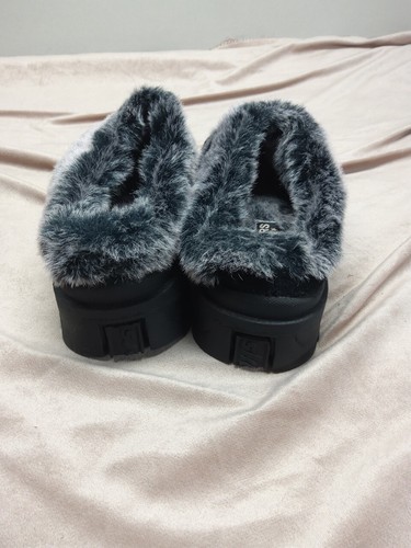 Skechers Y2K Jammers Negro Gamuza Piel Forrado Grueso Zuecos Zapatos Mules EE. UU. Talla 9.5 - Imagen 4 de 8