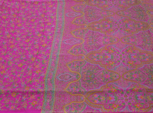 Sushila Vintage Magenta Saree Pure Georgette Silk Printed Floral Craft Fabric - Picture 3 of 9