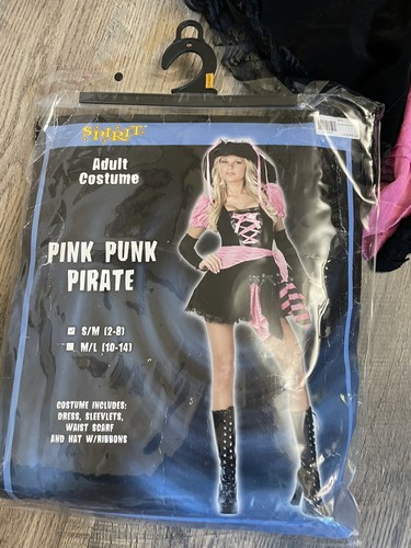 black Pink Punk Pirate Adult Woman's Halloween Costume S/M