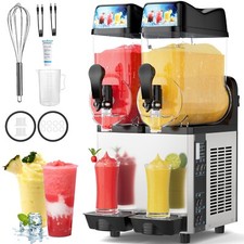 Commercial Slushy Machine, 12Lx2 Tank Margarita Maker, 700W Frozen Drink Maker