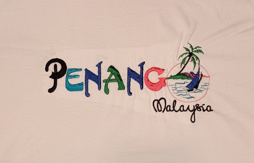 Penang Malaysia White T-shirt With Embroidered Design Kingston Brand No Size Tag - Picture 3 of 3