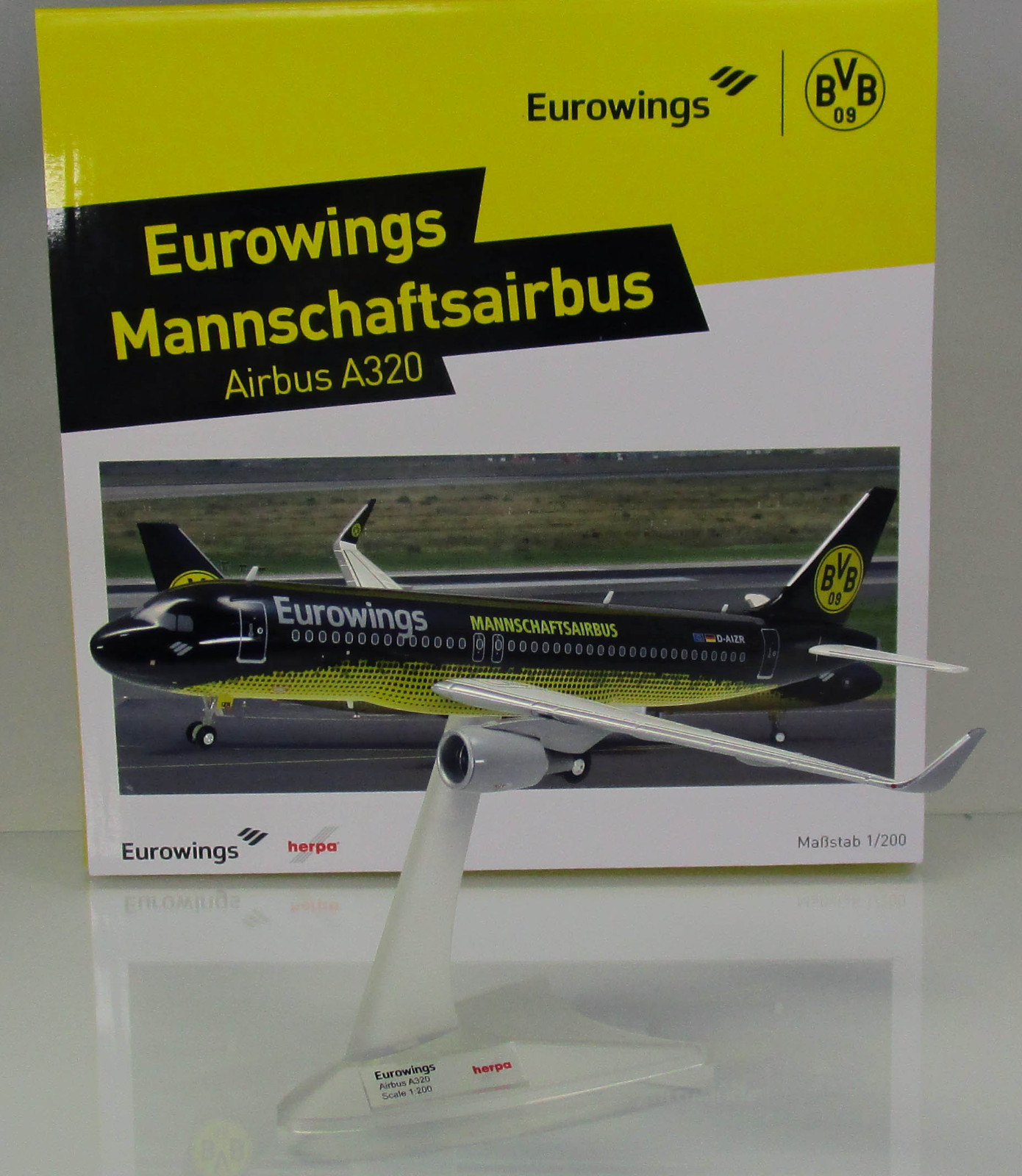 Herpa Wings 558167 Eurowings airbus a320 BVB Dortmund mannschaftsairbus nuevo Herpa Wings 558167 Eurowings airbus a320 BVB Dortmund mannschaftsairbus nuevo