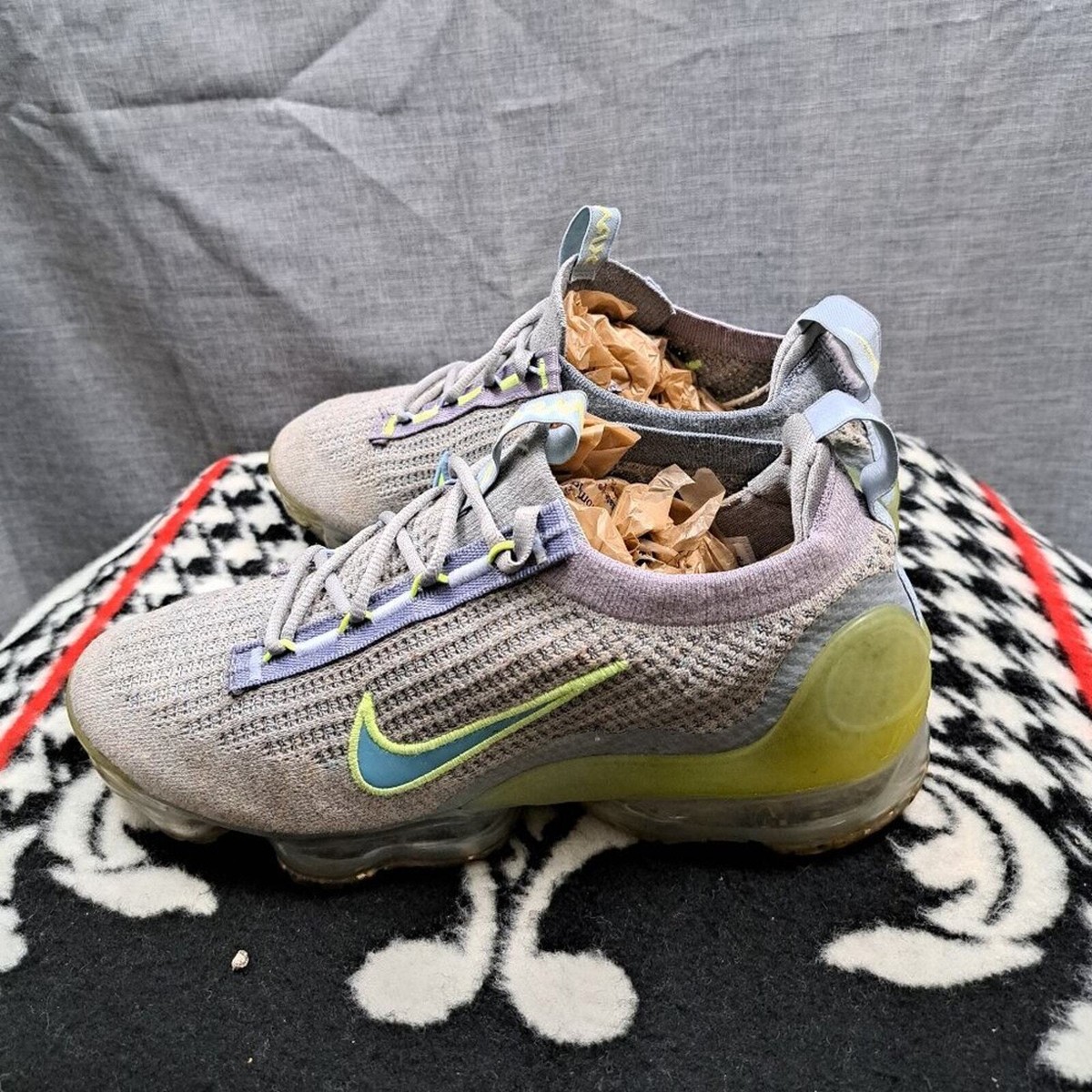 靴 NIKE Air Vapormax Flyknit Size 9 Nike Mens Air Vapormax 2021 Flyknit Grey Liquid Lime