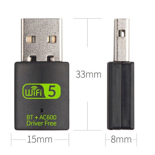 20/100 x 2in1 AC600 Mini USB WiFi + Bluetooth 5.0 Adapter Dual Band 2.4G & 5.8G - Picture 6 of 13