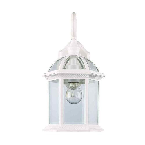 Bel Air Lighting Wentworth Small White Outdoor Wall Light Fixture w/ Clear Glass - Picture 7 of 8