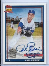 2021 TOPPS ARCHIVES CARL ERSKINE SIGNED AUTO #FFA-CE BROOKLYN DODGERS